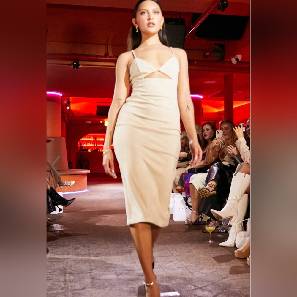 Showpo Suede Spaghetti Strap Cut Out Zip Midi Dress - Picture 6 of 13